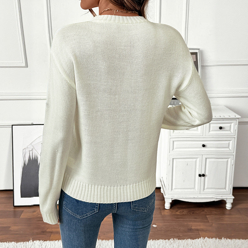 Damen Verspielter Strickpullover mit floralen Akzenten Shop Nory