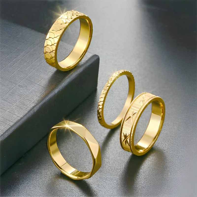 Herren Ring mit kunstvollem Fischschuppenmuster Shop Nory