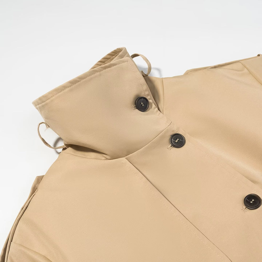 Damen Kurzjacke im Safari‑Stil mit Taillengürtel und übergroßen Manschetten Shop Nory