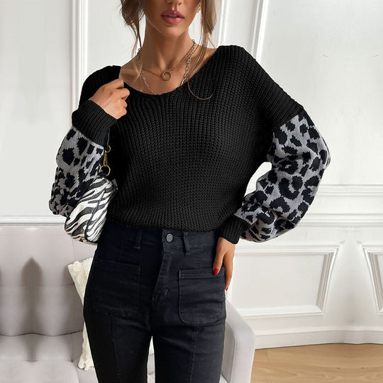 Damen Stylish Rippstrickpullover mit Karomuster Shop Nory