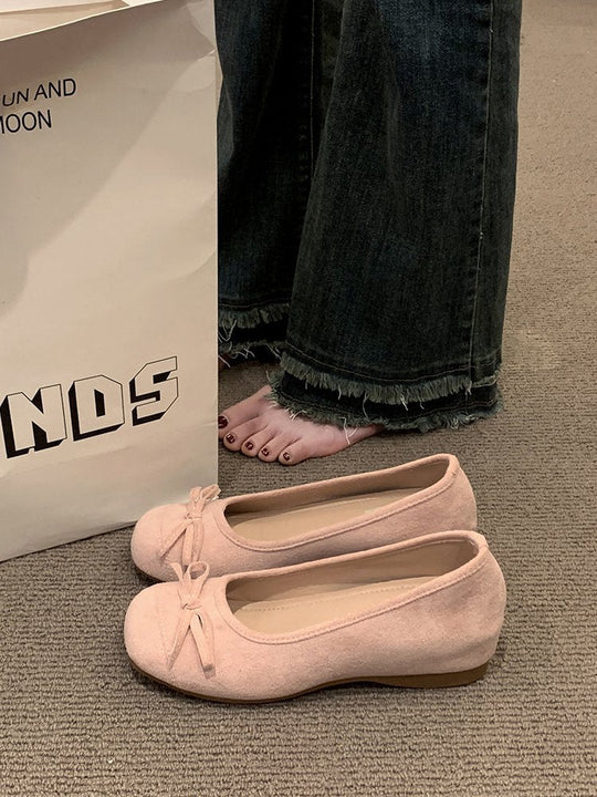 Damen Ballerinas mit dekorativem Schleifendetail und hochwertiger Fleeceaussensohle
