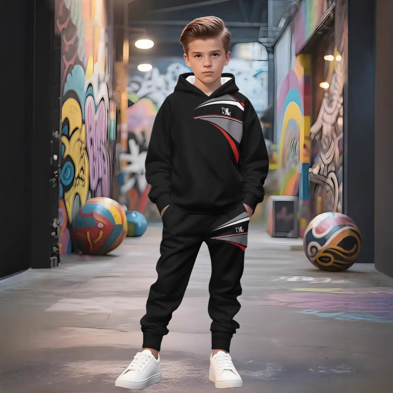 Unisex Kinder Jogginganzug mit Kapuzenpullover und detailreichem Auto-Print Shop Nory