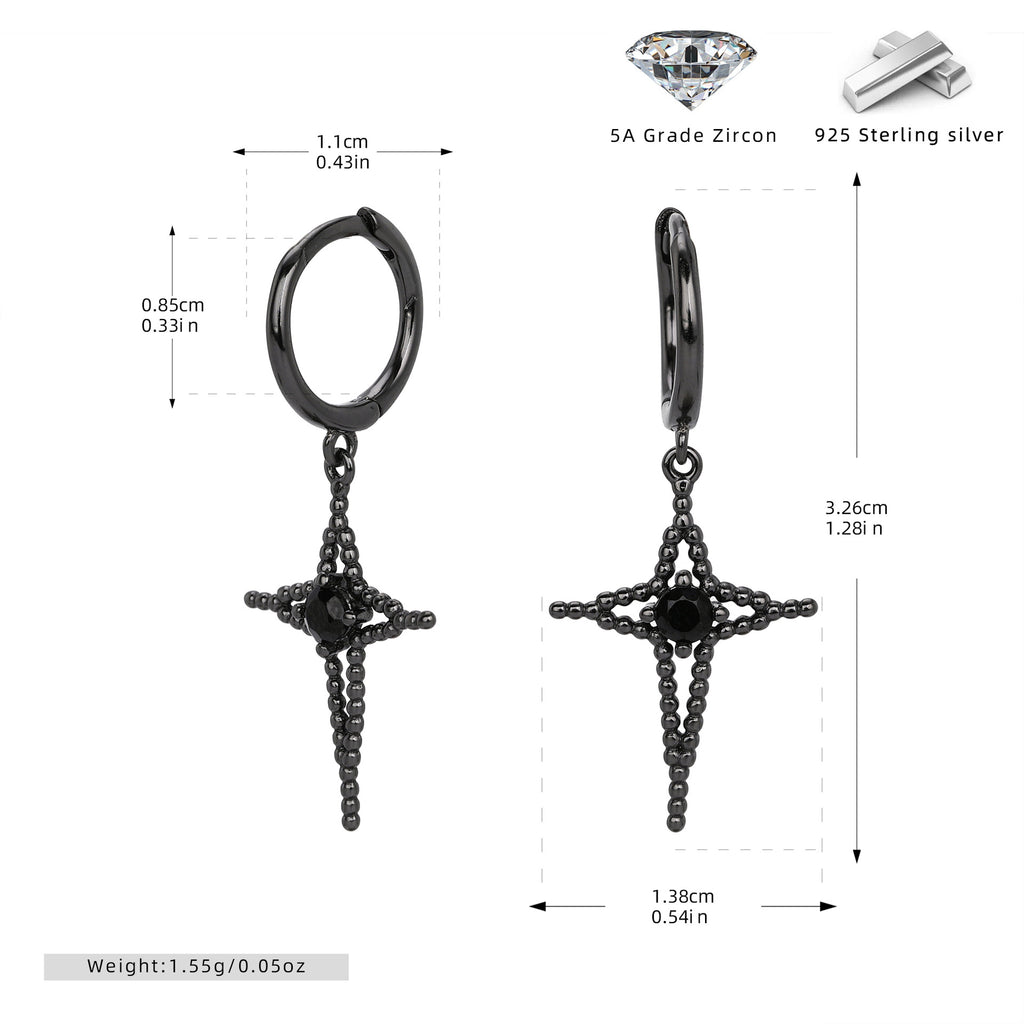 Damen Ohrhänger mit Kreuzdesign und funkelndem Zirkon Shop Nory