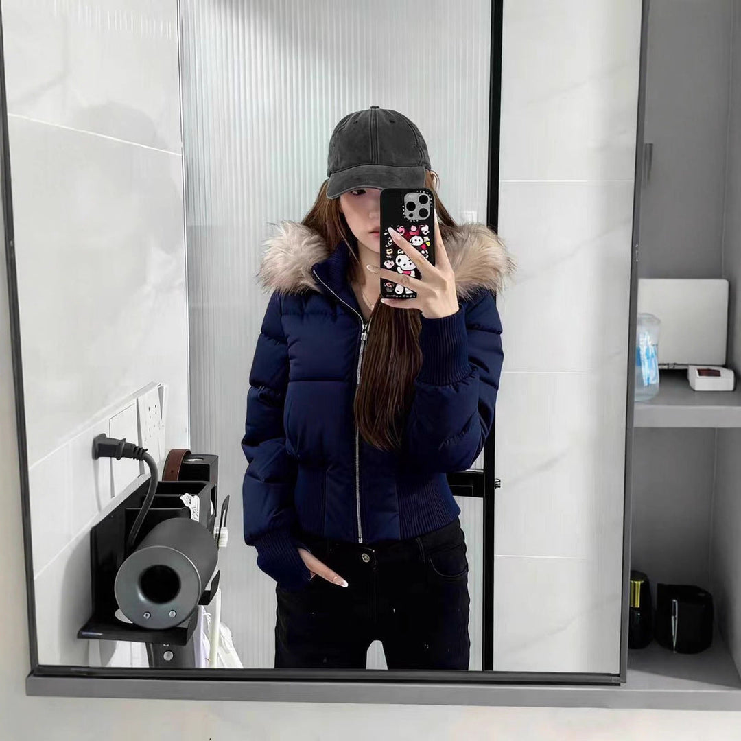 Warm Leicht Gesteppt Abnehmbare Kapuze Winterjacke Damen | Shop Nory