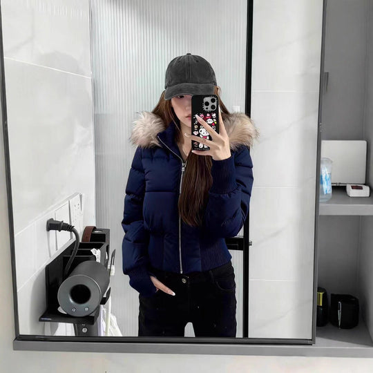 Warm Leicht Gesteppt Abnehmbare Kapuze Winterjacke Damen | Shop Nory