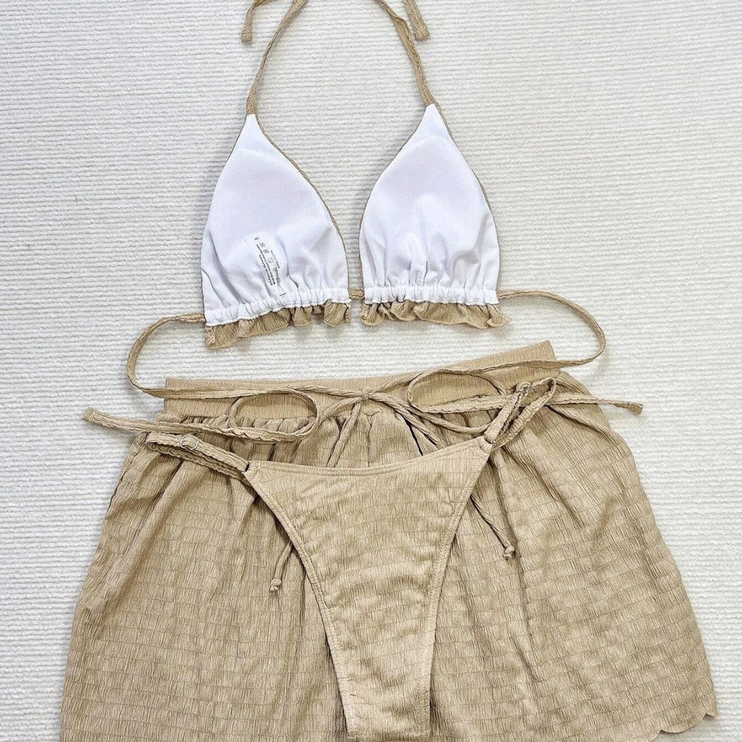 Damen Triangel-Bikini-Set mit lässigen Shorts