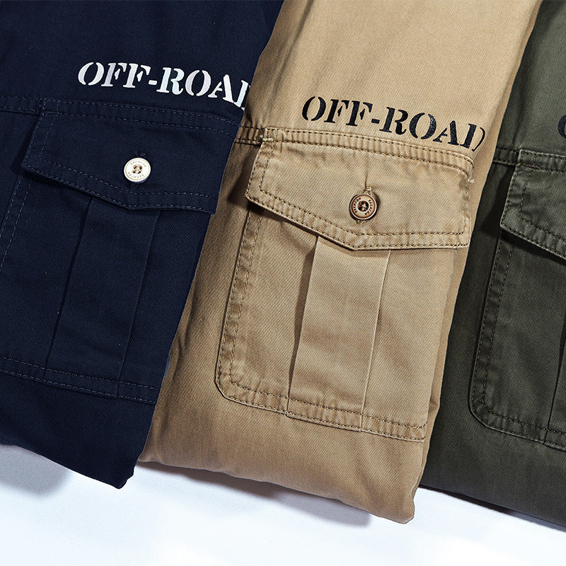 Herren gefüttertes Utility-Hemd mit Brustpattentaschen und Off-Road-Print Shop Nory