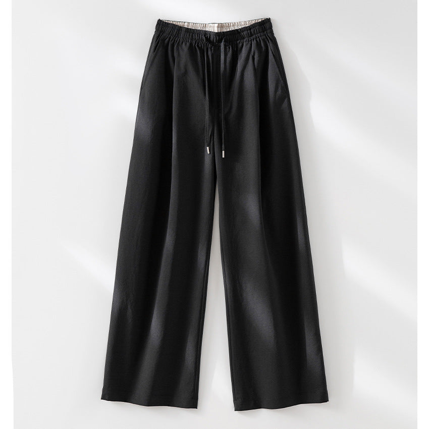 Damen Weite Tunnelzug-Hose mit Elastikbund, geradem Bein und Eingrifftaschen Shop Nory