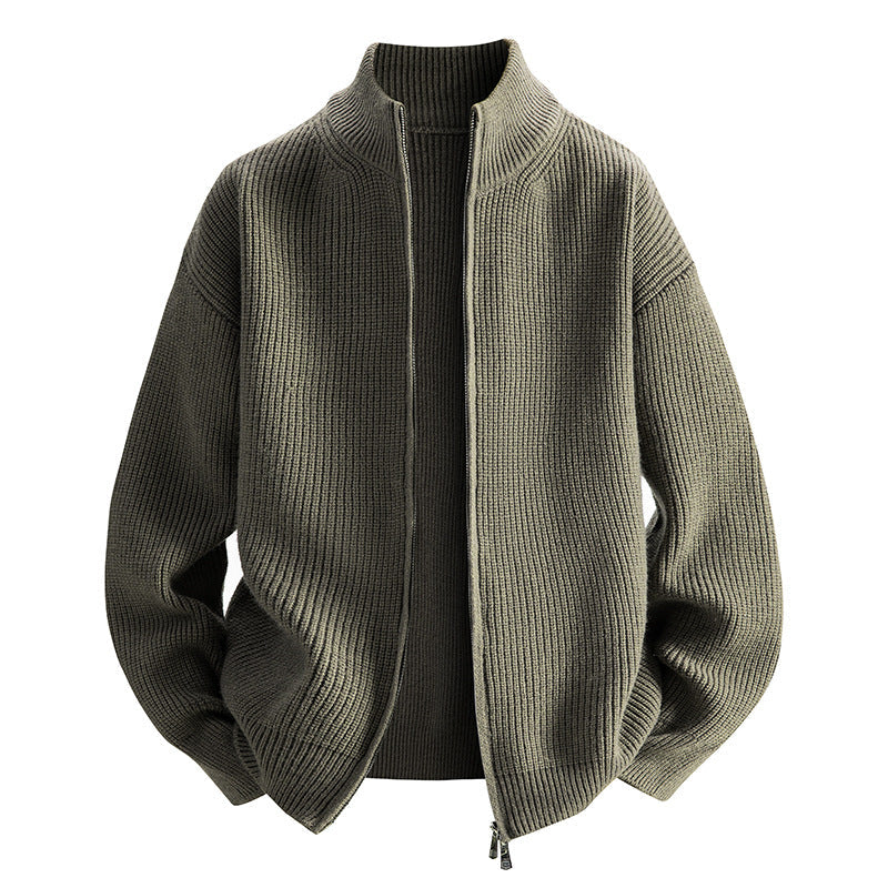 Damen modische Strickjacke mit hohem Kragen und Reißverschluss