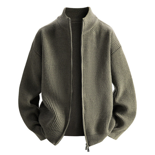 Damen modische Strickjacke mit hohem Kragen und Reißverschluss