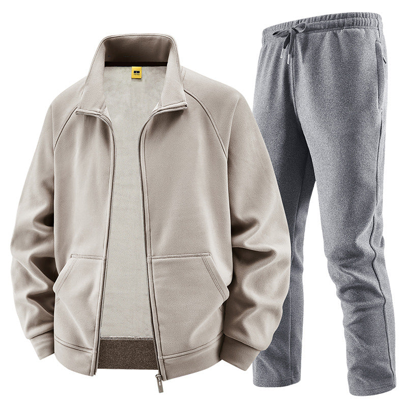 Herren Fleece-Trainingsset mit Stehkragen und Elastikbund Shop Nory