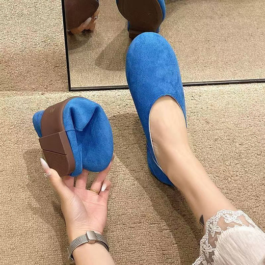 Damen Minimalistische Wildleder-Ballerina-Slipper mit gepolstertem Komfortfußbett Shop Nory