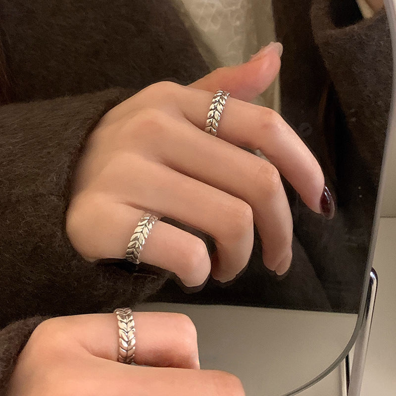 Damen Offener Designring mit elegantem Blattmotiv Shop Nory