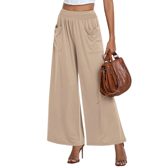 Damen Weite, luftige Palazzo-Hose mit elastischem Bund und praktischen Taschen