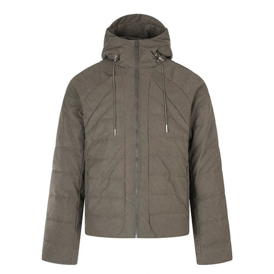 Herren wattierte Kurz-Steppjacke mit Kapuze, Tunnelzug und durchgehendem Reißverschluss Shop Nory
