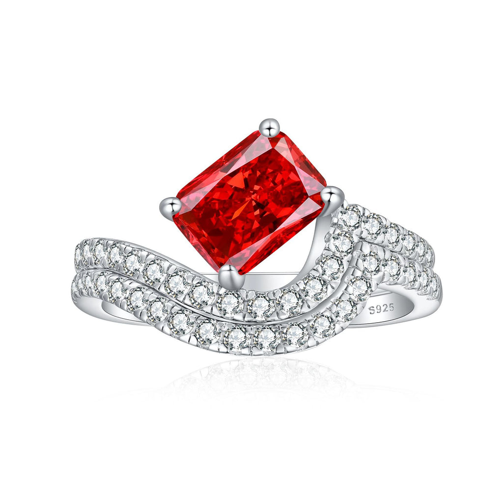 Damen eleganter Ring mit funkelndem Edelstein und Zirkonia-Verzierung Shop Nory