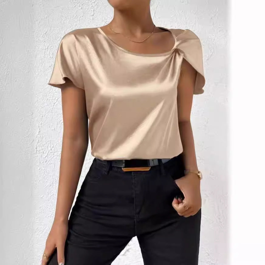 Damen Elegantes Top mit asymmetrischem Schnitt und feinem Glanz