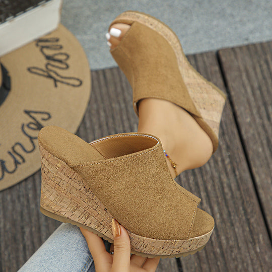 Damen Clogs mit elegantem Kork-Wedge-Design