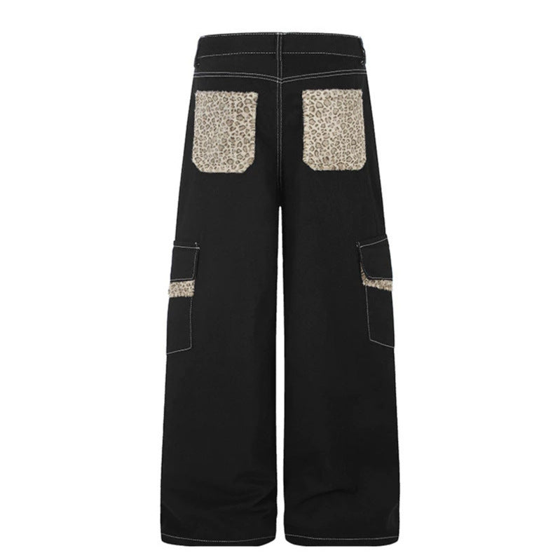 Damen Weite Cargo-Hose mit hoher Taille, großen Klappentaschen und Fellbesatz Shop Nory