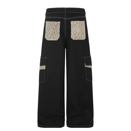 Damen Weite Cargo-Hose mit hoher Taille, großen Klappentaschen und Fellbesatz Shop Nory
