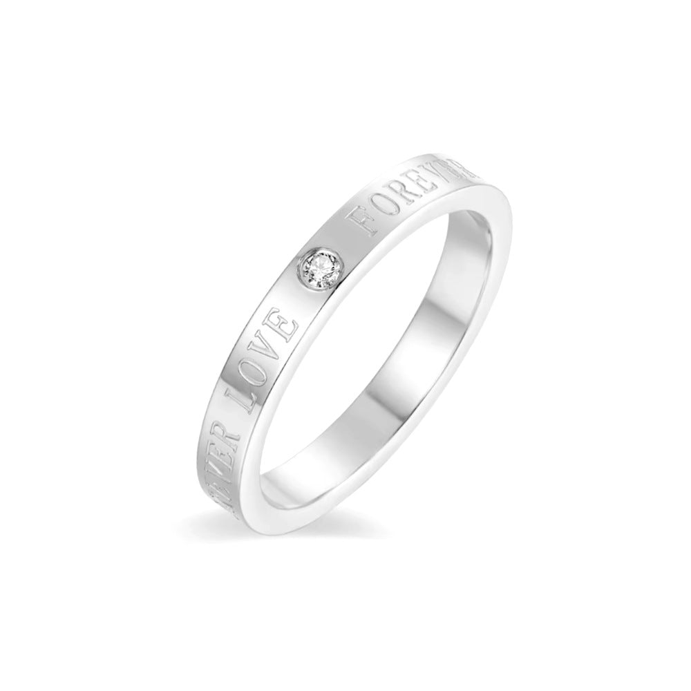 Damen Ring mit eingraviertem Liebesschriftzug und herzförmigem Zirkonia Shop Nory