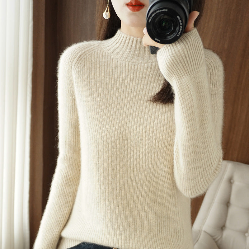 Damen Kurz-Stehkragenpullover aus feinem Feinstrick mit kaschmirähnlicher Weichheit und Raglanärmeln Shop Nory