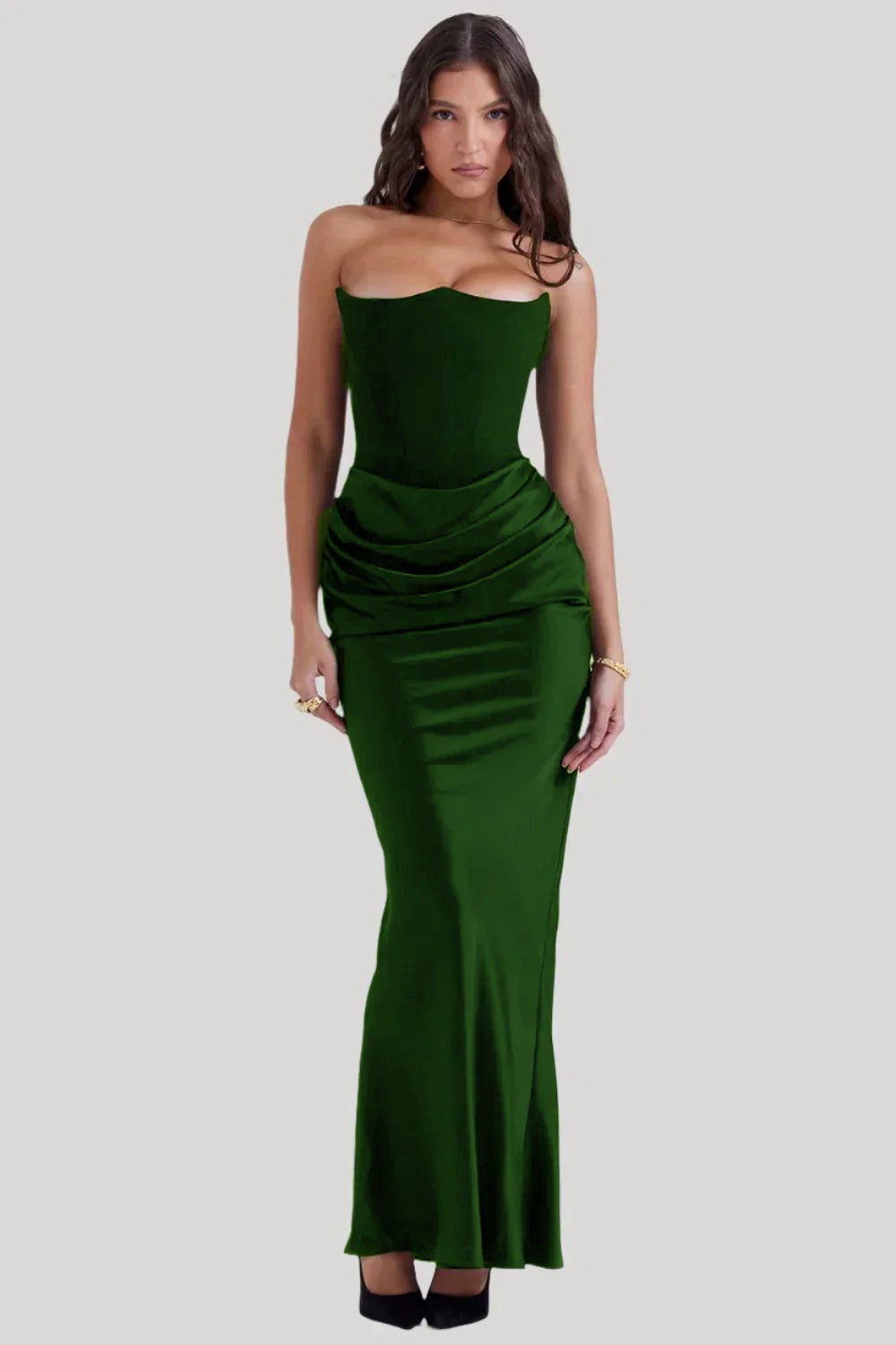 Damen Elegantes Abendkleid mit tiefem Dekolleté und drapierten Details