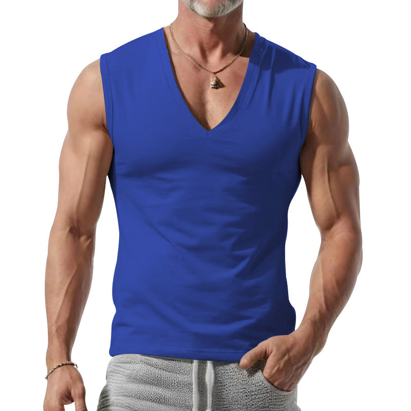 Herren nan figurbetontes ärmelloses V-Ausschnitt Muskelshirt