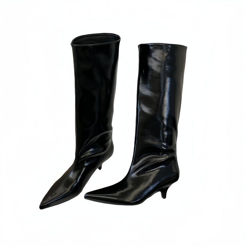 Damen Hochschaftige spitz zulaufende Stiefel aus Glattleder mit schlanker Silhouette Shop Nory