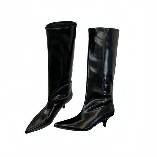 Damen Hochschaftige spitz zulaufende Stiefel aus Glattleder mit schlanker Silhouette Shop Nory