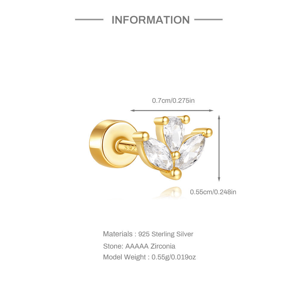 1 Stück Ohrknorpelringe & -stecker Cute Geometric 925 Sterling Silber Türkis Zirkon Ohrknorpelringe & -stecker | Shop Nory