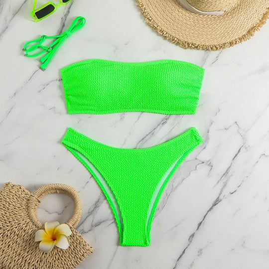 Damen Bandeau-Bikini-Set mit strukturiertem Oberteil und klassischem Schnitt
