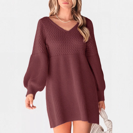 Damen Verspieltes Strickkleid mit Ballonärmeln Shop Nory