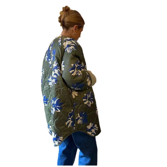 Damen Gepolsterter Steppmantel mit floralem Allover-Print und Teddy-Futter Shop Nory