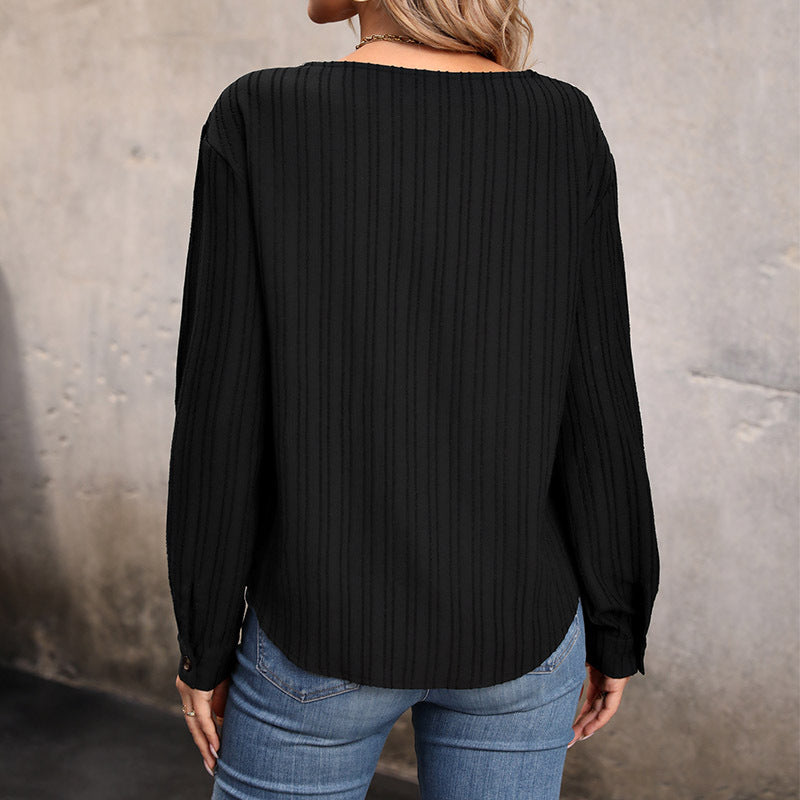 Damen Rippstrick-Top mit asymmetrischer Knopfleiste und kontrastierendem V‑Einsatz Shop Nory