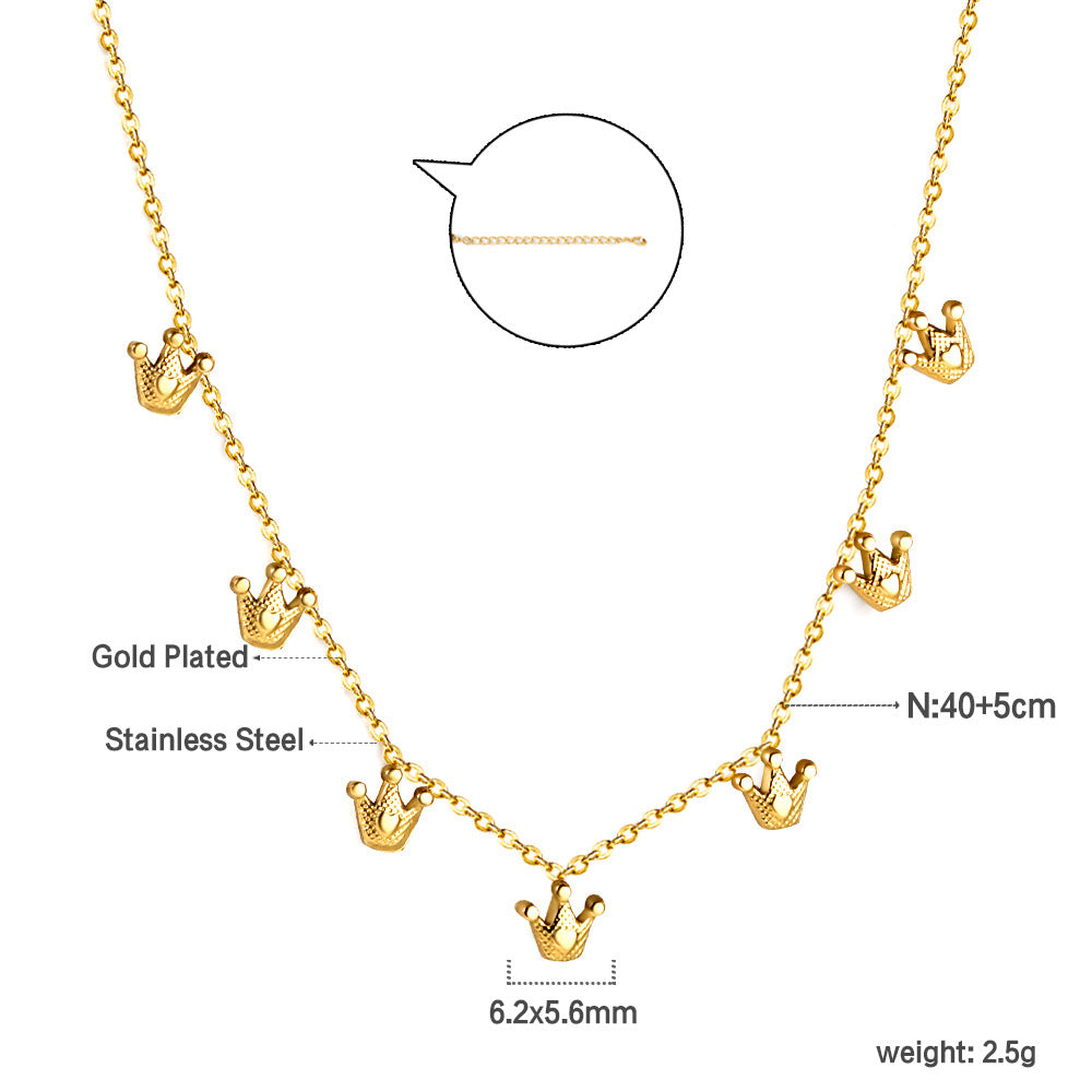 Damen Halskette mit königlichen Krönchen-Anhängern aus hochwertigem Edelstahl und elegantem Goldüberzug Shop Nory