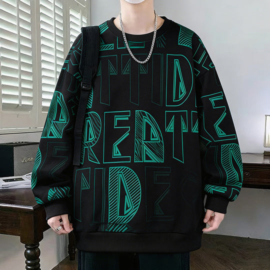 Herren Oversized-Sweatshirt mit großflächigem Lettering-Print und geripptem Saum Shop Nory