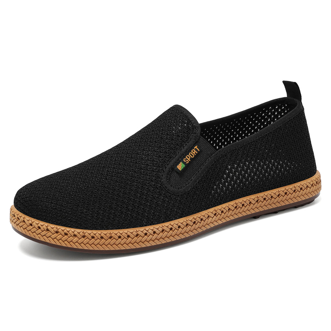 Herren nan atmungsaktiver Strick-Slip-On Loafer mit elastischem Einstieg, geflochtener Dekor-Sohle und gepolstertem Komfortfußbett Shop Nory