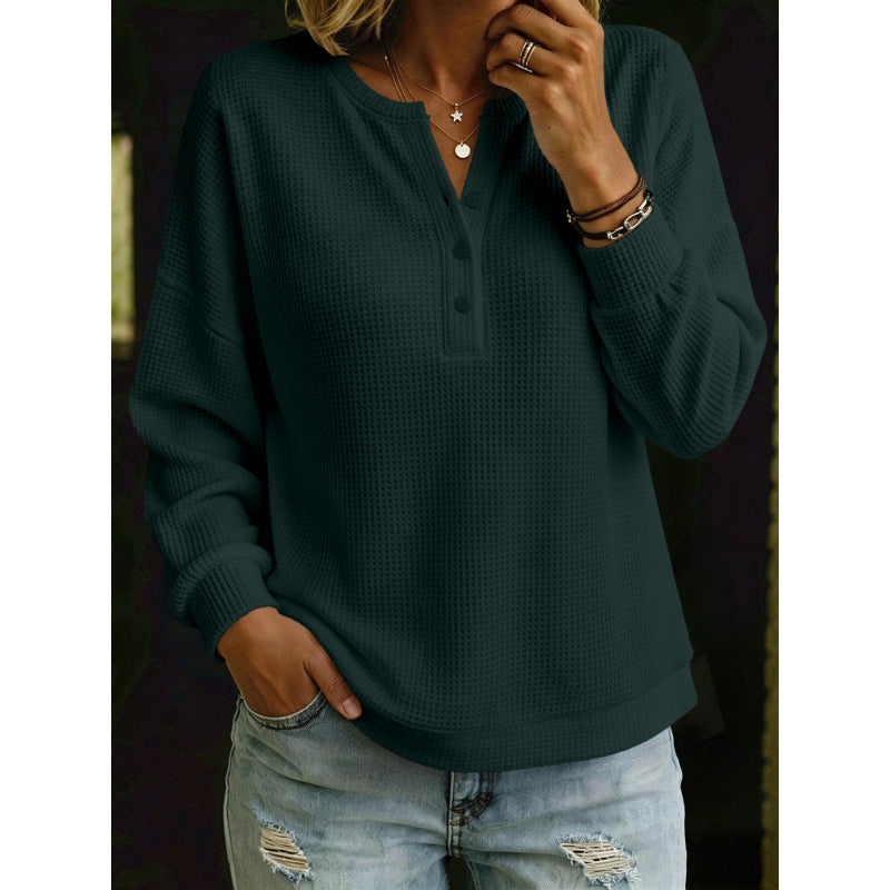 Damen Waffelstrick-Henleypullover mit Oversize-Schnitt Shop Nory