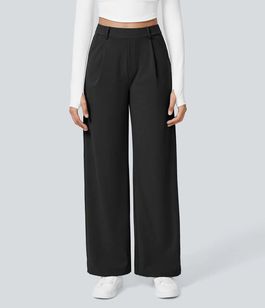 Damen Weite High‑Waist Palazzo‑Hose mit Bundfalten und Eingrifftaschen Shop Nory