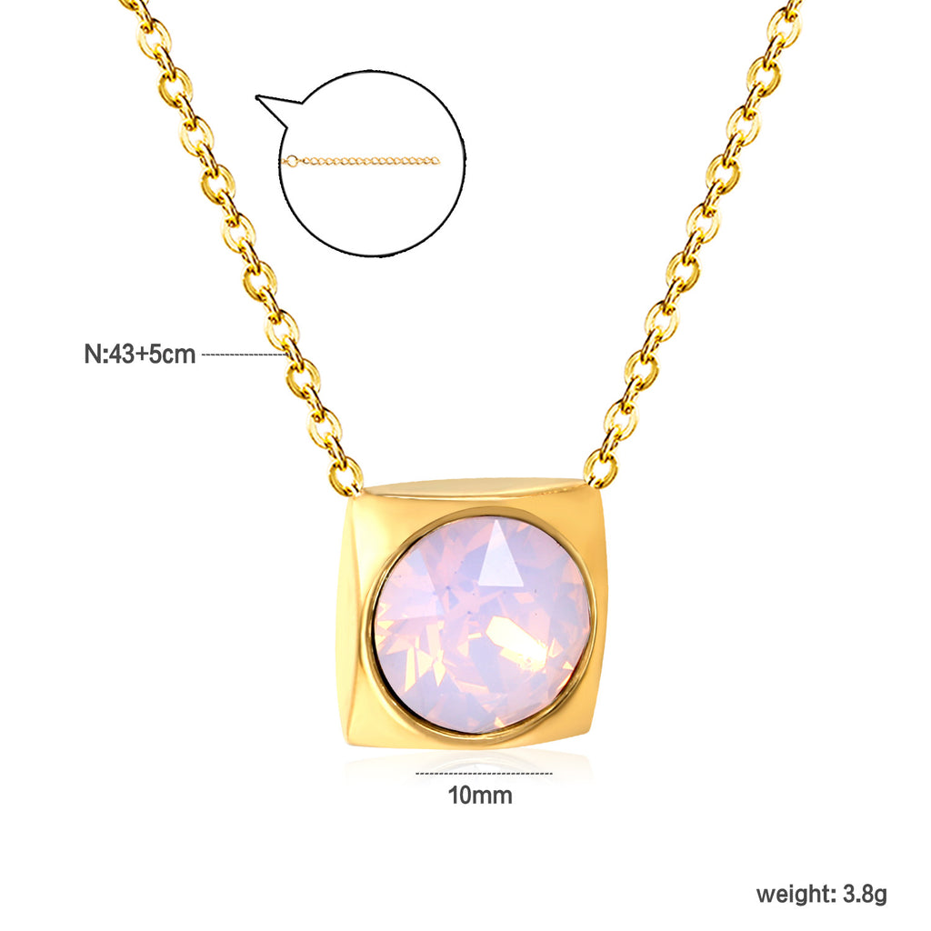 Damen Halskette mit quadratischem Kristallanhänger aus hochwertigem Edelstahl Shop Nory