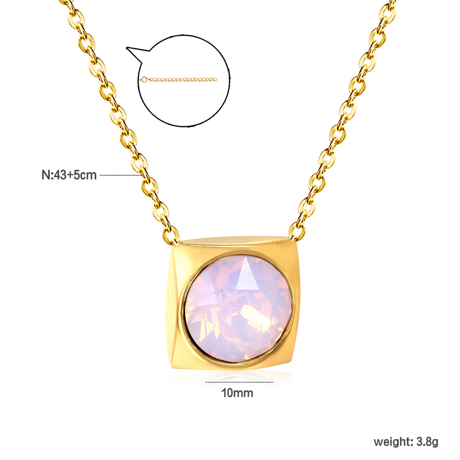 Damen Halskette mit quadratischem Kristallanhänger aus hochwertigem Edelstahl Shop Nory