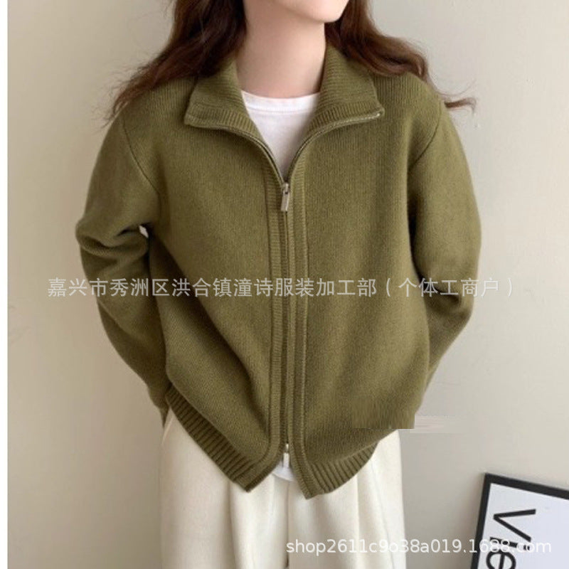 Damen Modische Strickjacke mit leichtem Reißverschluss Shop Nory