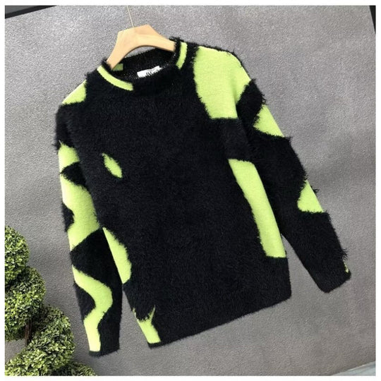 Unisex Flauschiger Oversize-Strickpullover mit abstraktem Destroy-Detail und Strukturmix Shop Nory