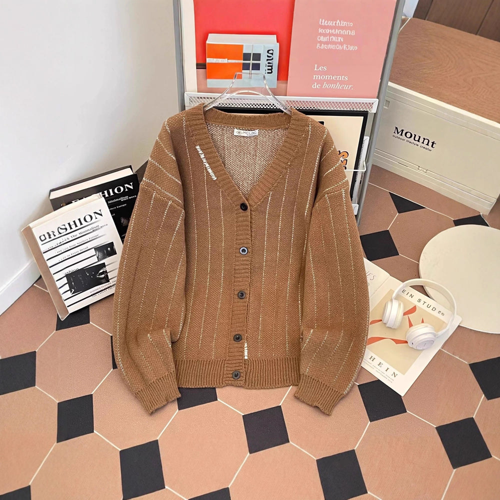 Damen Strickjacke mit V-Ausschnitt und Knöpfen Shop Nory