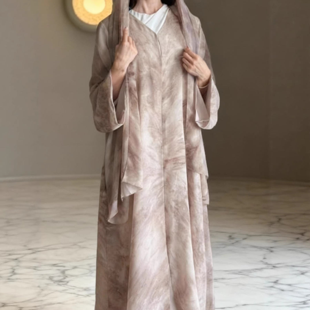 Damen nan langes fließendes Kapuzenkaftan Kleid mit weitem Arm und mehrlagigem Chiffon Shop Nory