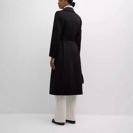 Damen Einreihiger Midilanger Mantel im Clean-Cut mit Taillengürtel und dezenter Pattentasche Shop Nory