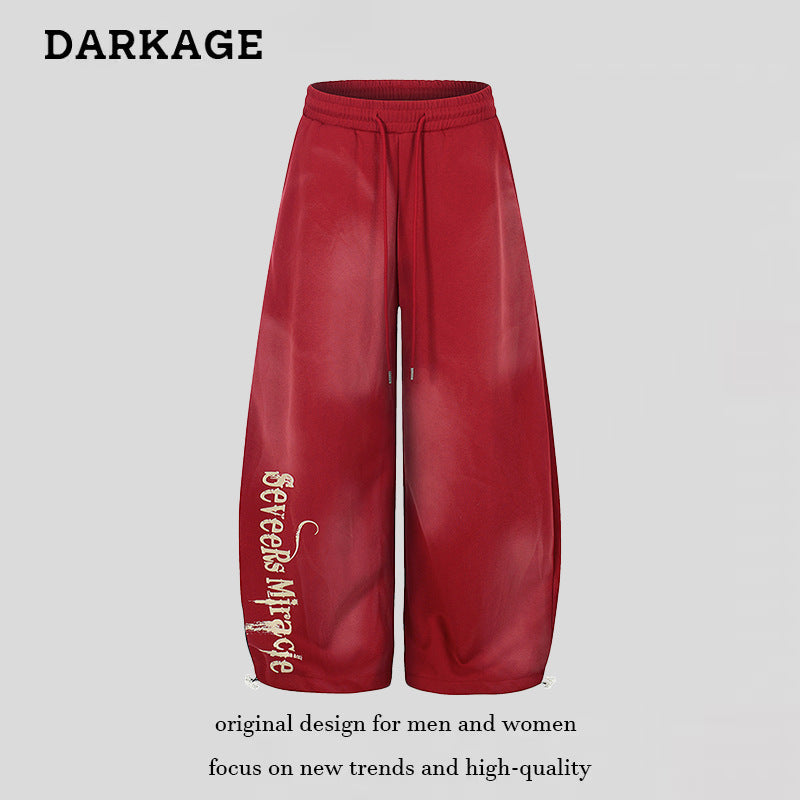 Damen Weite Palazzo-Jogginghose mit Komfortbund, Kordelzug und typografischem Seitenprint Shop Nory