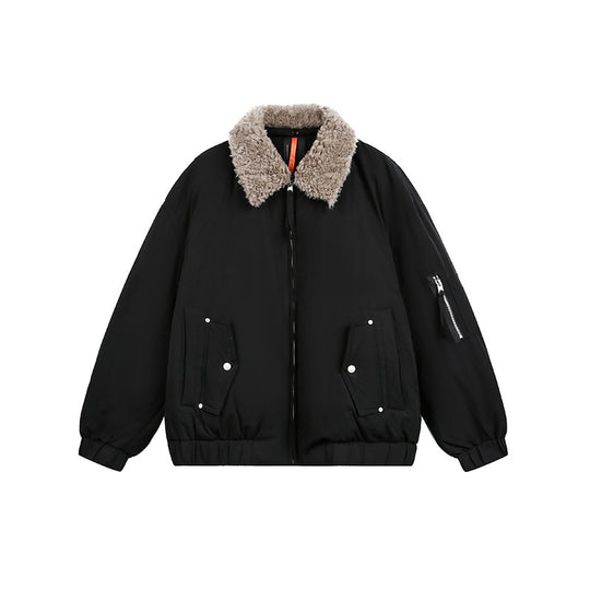 Herren Gefütterte Bomberjacke mit Teddykragen und Utility-Taschen Shop Nory