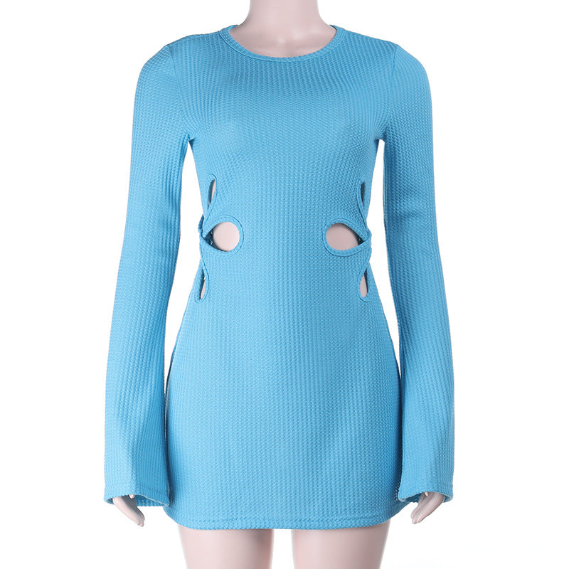 Damen Langärmeliges Strukturstrick-Minikleid mit seitlichen Cut-Outs Shop Nory